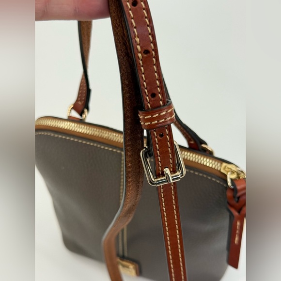 Dooney & Bourke Trixie Brown Pebbled Leather Dome Crossbody Brown Bag - Picture 14 of 16